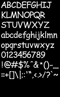 alphabet shown using the Comic Serif font