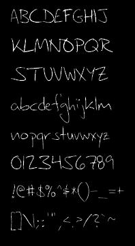 alphabet shown using the FG-ballpoint font