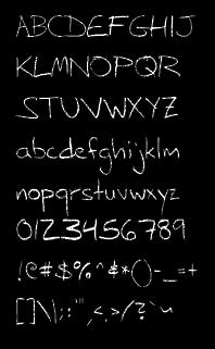 alphabet shown using the FG-pencil font