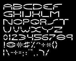 alphabet shown using the Sunc font